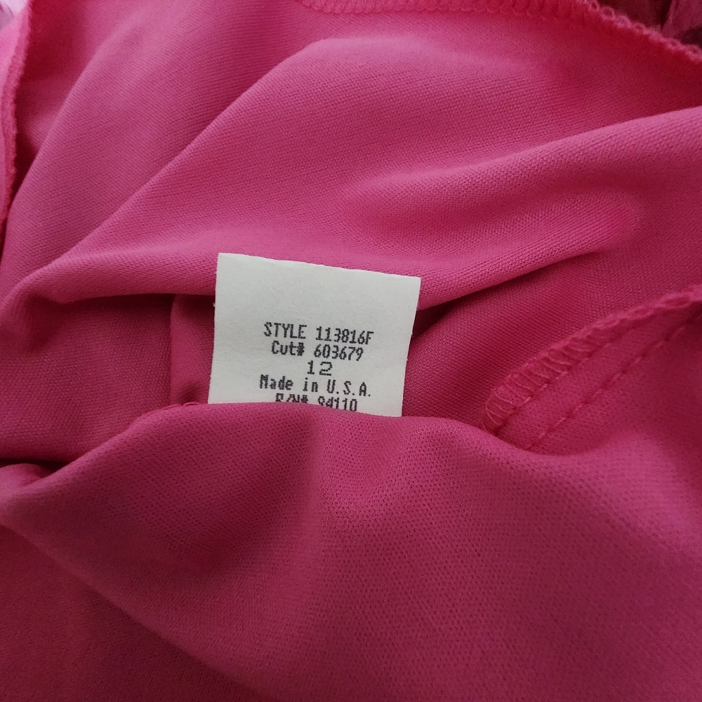 Y2K Dress Pink Floral Chiffon Size 12 believe... Lined Romantic Fairy Whimsical - Picture 13 of 14